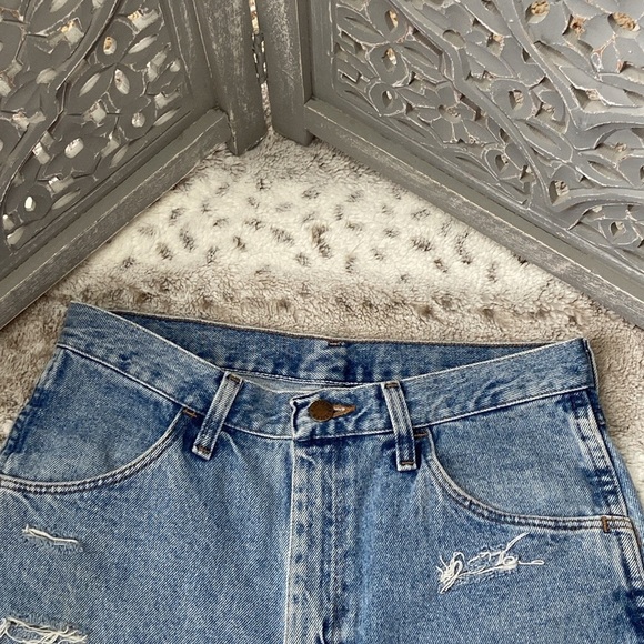Rustler jean shorts size 30 vintage high rise distressed denim Y2K grunge skater - Picture 3 of 10
